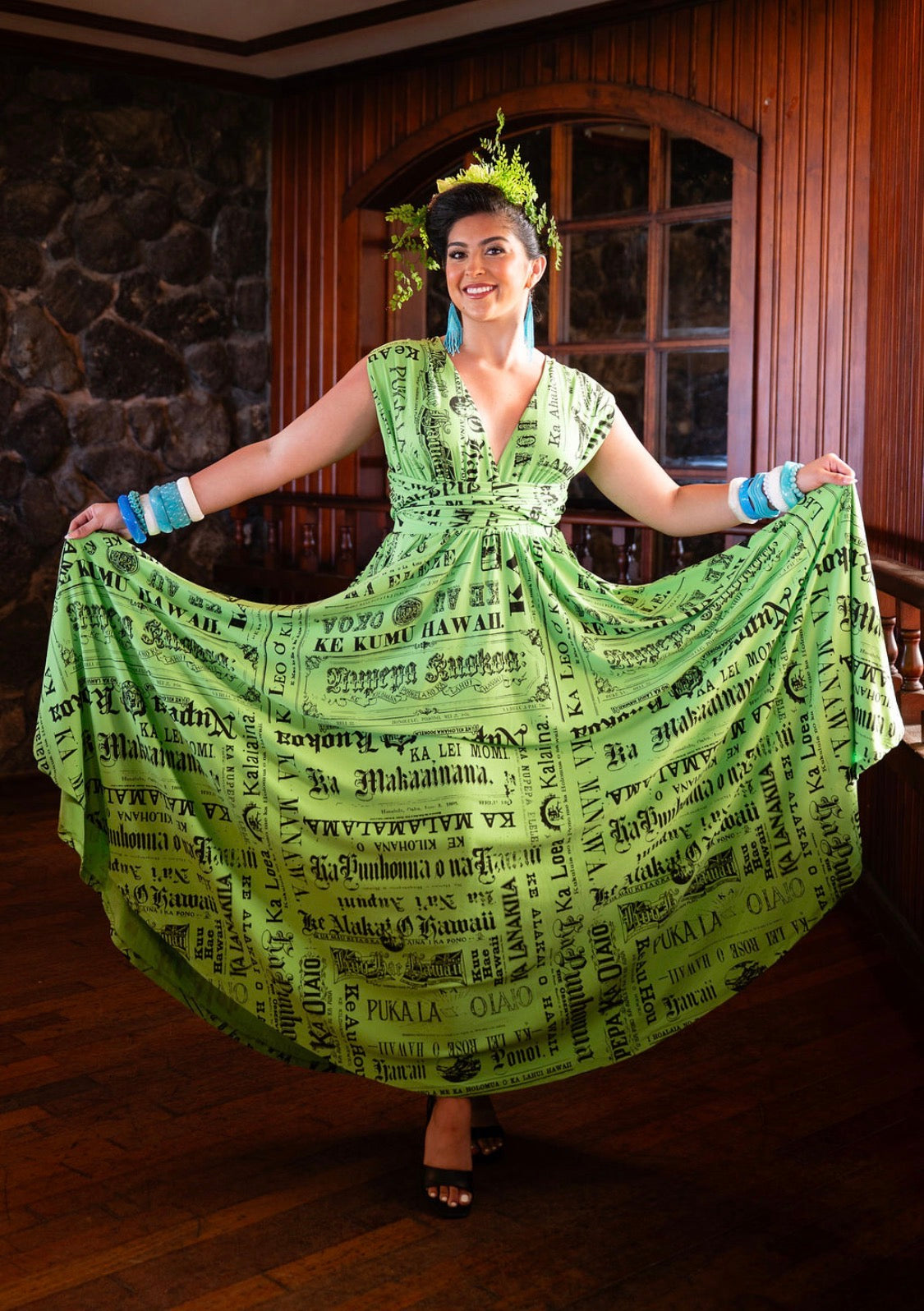Kolohe Wrap Dress  DTY-S (NEON GREEN)