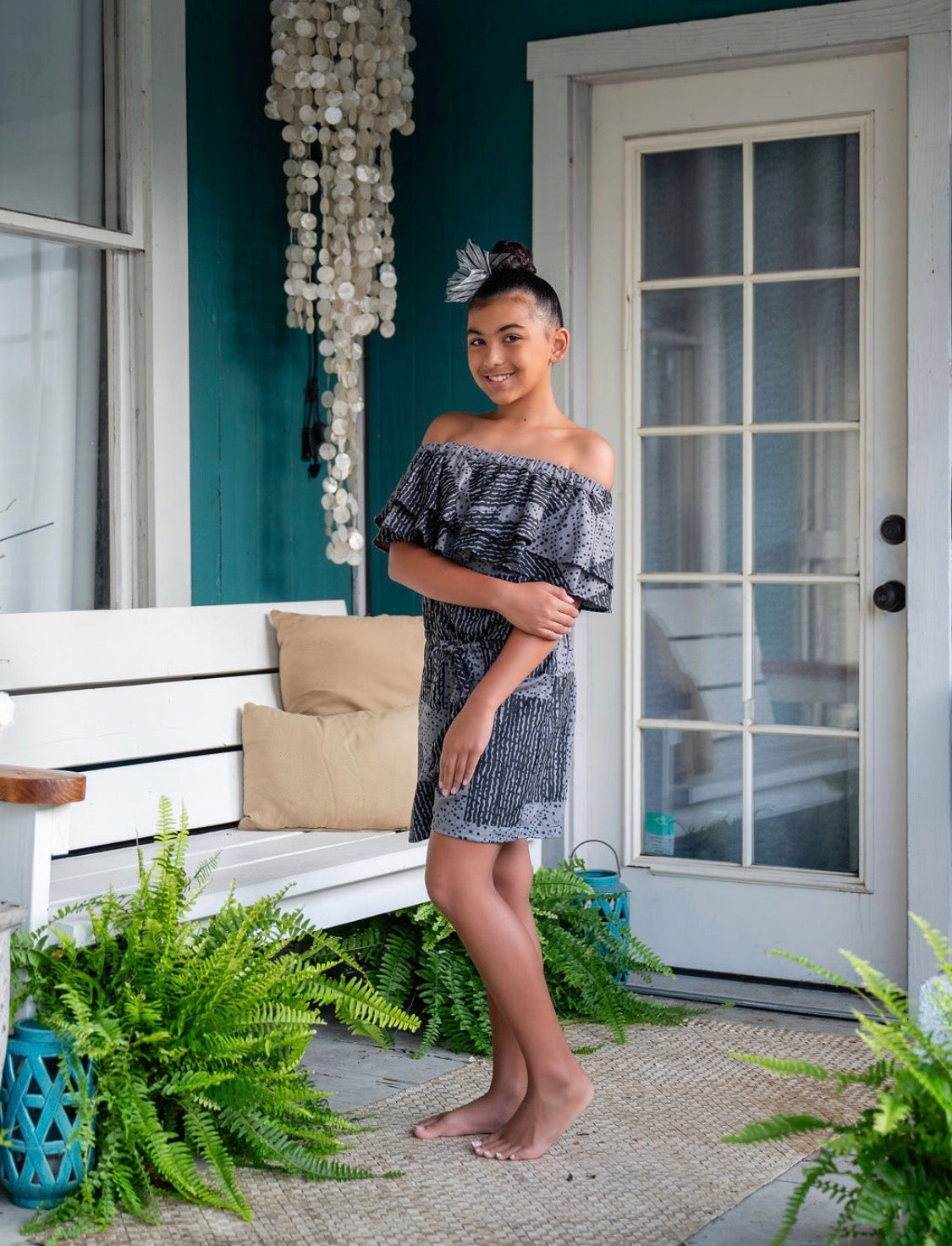 GIRLS Māhealani Shorts Romper LINEN (BHG ʻ26)