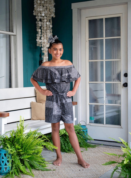 GIRLS Māhealani Shorts Romper LINEN (BHG ʻ26)