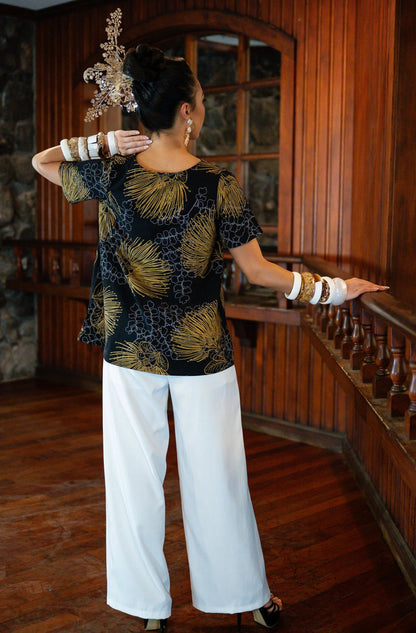 Hau’oli SHORT SLEEVE Blouse AIRFLOW (LEHUA/MAIDENHAIR)