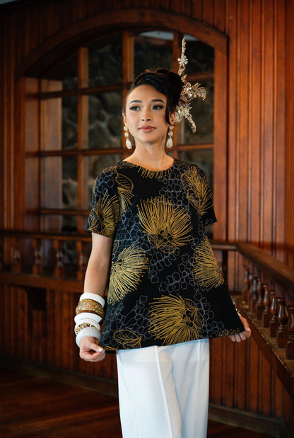 Hau’oli SHORT SLEEVE Blouse AIRFLOW (LEHUA/MAIDENHAIR)