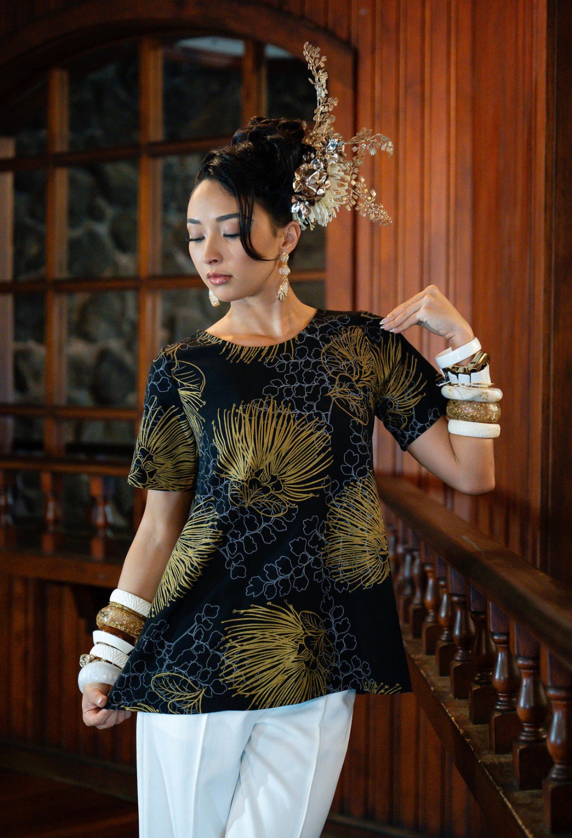 Hau’oli SHORT SLEEVE Blouse AIRFLOW (LEHUA/MAIDENHAIR)