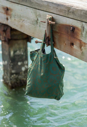 Niumalu 20" Tote Bags-Spruce Green 'Opihi on Sage Linen